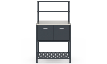 Meuble de cuisine extérieure Alméria 2 portes + étagères suspendues gris