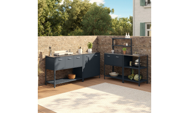 Meuble de cuisine extérieure Alméria 2 étagères gris