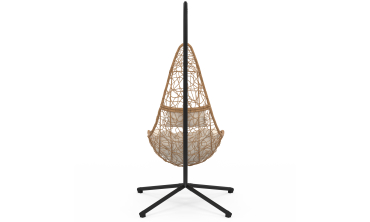 Fauteuil suspendu effet rotin et coussin écru