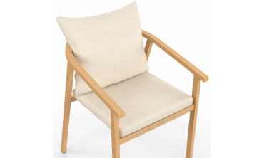 Chaises de jardin Paros métal effet bois et beige - lot de 4