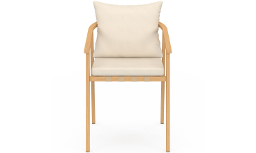 Chaises de jardin Paros métal effet bois et beige - lot de 4