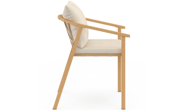Chaises de jardin Paros métal effet bois et beige - lot de 4