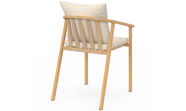 Chaises de jardin Paros métal effet bois et beige - lot de 4