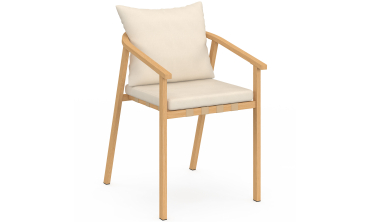 Chaises de jardin Paros métal effet bois et beige - lot de 4