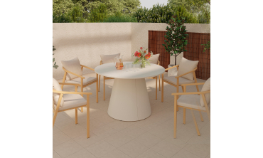 Table à manger ronde Aléna Ø120cm métal beige