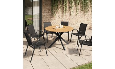 Table de jardin Milazzo ronde 120cm effet bois