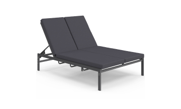 Bain de soleil double 182cm avec coussin gris