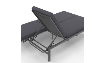 Bain de soleil double 182cm avec coussin gris