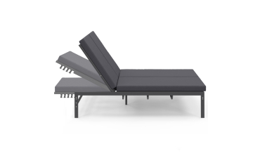 Bain de soleil double 182cm avec coussin gris