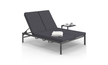 Bain de soleil double 182cm avec coussin gris