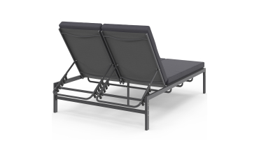 Bain de soleil double 182cm avec coussin gris