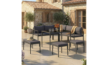 Salon de jardin Tropéa 8 places gris 2 en 1