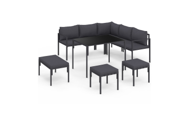 Salon de jardin Tropéa 8 places gris 2 en 1