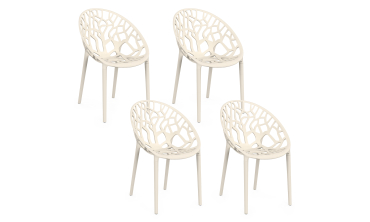 Chaises de jardin empilables Mira beiges - lot de 4