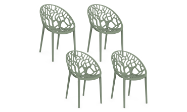 Chaises de jardin empilables Mira vertes - lot de 4