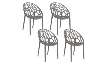Chaises de jardin empilables Mira grises - lot de 4