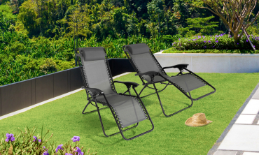 Fauteuils de jardin Relax gris anthracite - Lot de 2