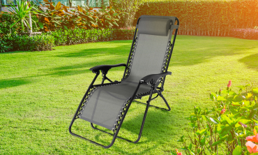 Fauteuils de jardin Relax gris anthracite - Lot de 2