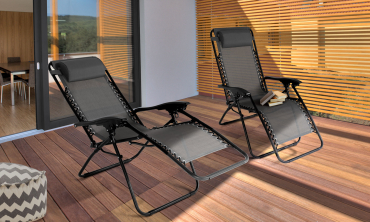 Fauteuils de jardin Relax gris anthracite - Lot de 2