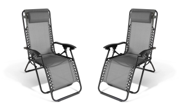 Fauteuils de jardin Relax gris anthracite - Lot de 2