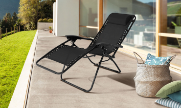 Fauteuils de jardin Relax inclinables noirs - lot de 2