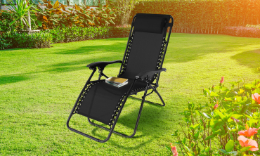 Fauteuils de jardin Relax inclinables noirs - lot de 2