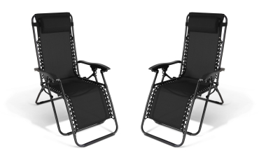 Fauteuils de jardin Relax inclinables noirs - lot de 2