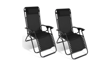Fauteuils de jardin Relax inclinables noirs - lot de 2