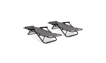 Fauteuils de jardin Relax double position gris - lot de 2