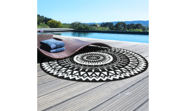 Tapis extérieur Maori Ø250cm noir